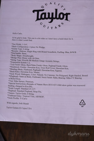 Taylor Custom-DN Koa PRE-OWNED!