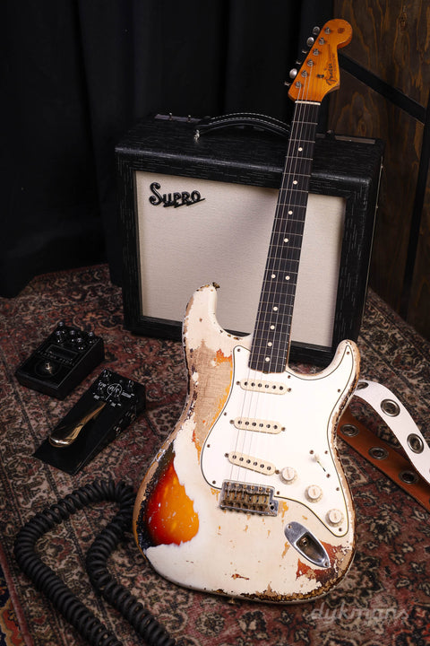 Fender Masterbuilt Kyle McMillin 63 Strat Ultimate Relic Olympic White over 3 Color Sunburst USED!