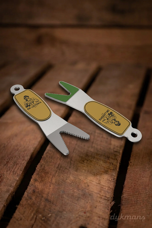 Dr. Liston's Remarkable Switch Tool 10 cm van beide kanten op een warme houten achtergrond