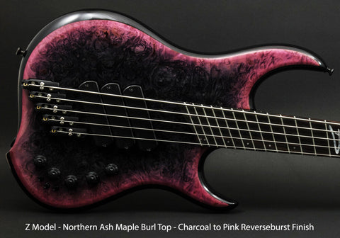 Dingwall Custom Shop Z3X-5 Buckeye Burl Black to Pink Reverse Burst PRE-ORDER!