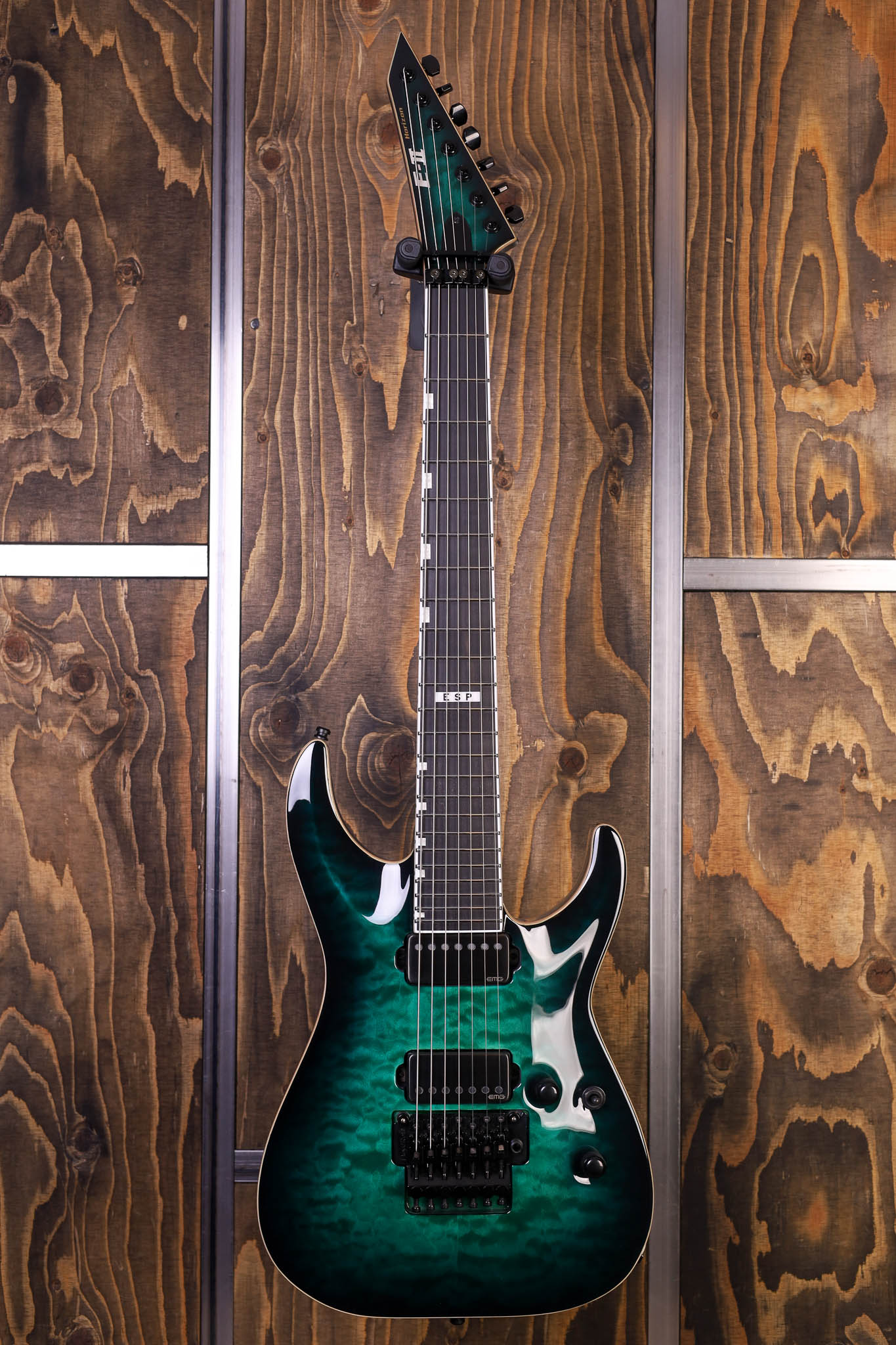 ESP E-II Horizon FR-7 Black Turquoise Burst – Dijkmans Muziek